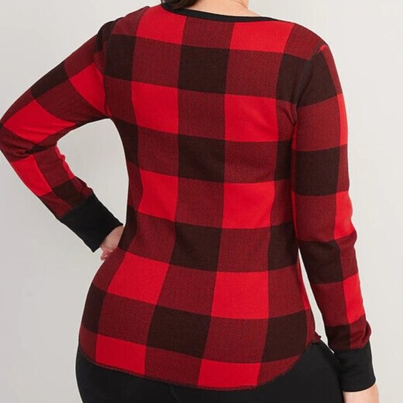 OLD NAVY Women's Red Black Buffalo Check Thermal Long Sleeve Top XXL - Picture 3 of 9